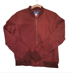 Large Blue Rain Silk Bomber Jacket  Maroon